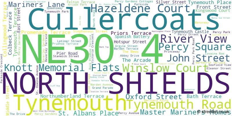 A word cloud for the NE30 4 postcode